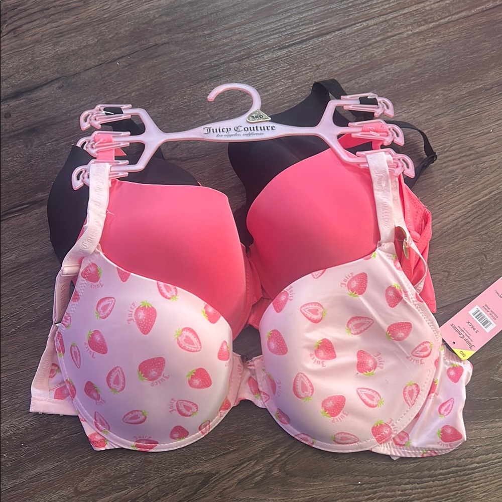 Juicy Couture Pink and Black Bra Set